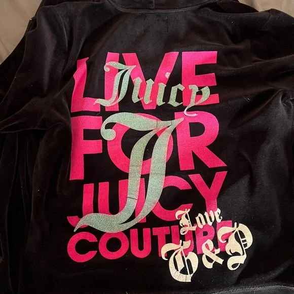 Juicy Couture Black Velour set sweater and pants - Picture 5 of 5